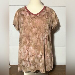 Dennis by Dennis Basso ladies 18w 2 layer snake skin pattern feminine top 33” L